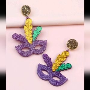 🍉5 for $25* Mardi Gras Mask Earrings